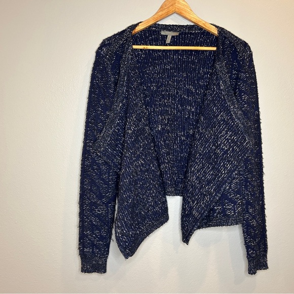 Theonne Cardigan Women Small Blue Knit Long Sleeve Open Front Sweater Preppy - Picture 3 of 7